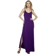 Matchstick Women's Multicolor Solid Color Pocket Sling Long Dress