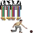 thumbnail image 7 of Bowling Medal Hanger Display Medal Holder Rack Sports Frame Hooks Wall Mount Small Iron Metal Medal Hangers Organizer for Hanging Over 40 Medals Bowling Athlete Medalist 11.4 x 5.1Inch, 7 of 7