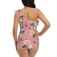 thumbnail image 5 of Pofeuu Rose Flowers Print Women's One Piece Swimsuits One Shoulder Swimwear Asymmetric Ruffle Monokinis Bathing Suits-Medium, 5 of 6