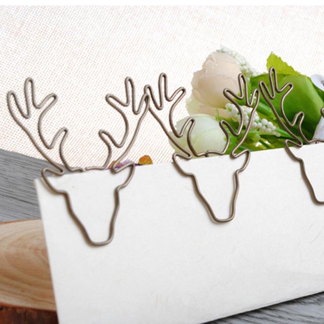 8 PCS/Set Deer Head Paper Clip Shaped Paper Clip Creative Shape Pin Bookmark Deer Head Paper Clip