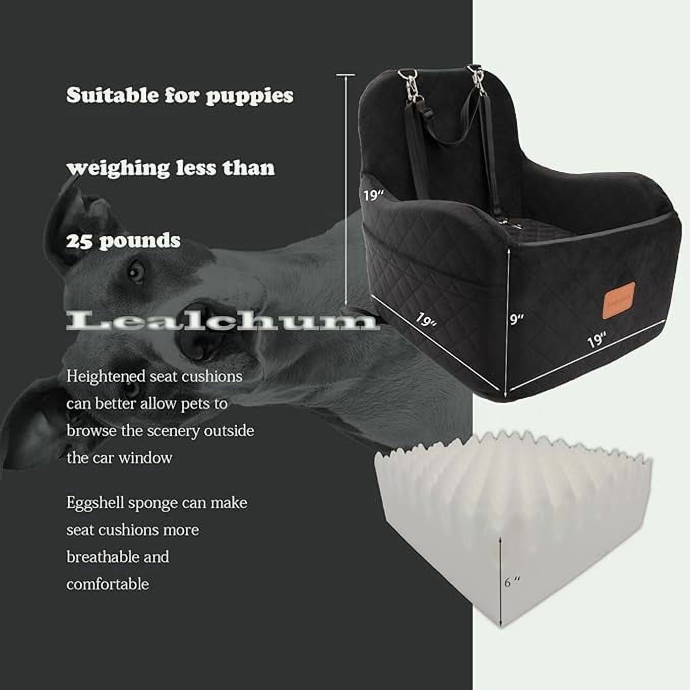 Dog Booster Car Seat for Small/Medium Pets,Puppy Portable Car Seat with Elevated Cushion,Fully Detachable and Washable Pet Car Seat with 2 Storage Pockets,Easy to Install(Black, Medium)
