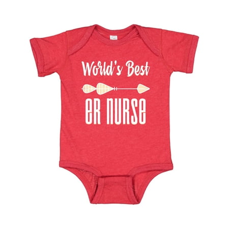 

Inktastic Gift for ER Nurse Arrow World s Best (White) Gift Baby Boy or Baby Girl Bodysuit