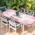 thumbnail image 2 of Easter Table Cloths for 8 Foot Rectangle Tables, Spring Watercolor Flower Leaf Plant Pink Patio Waterproof Elastic Fitted Tablecloths, Washable Rectangular Table Cover for Camping, 2 of 8