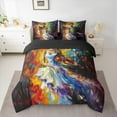 thumbnail image 2 of Manfei Violin Princess Twin Bedding Sets 7-Piece for Teens, Modern Fashion Bedding Comforter Set, Oil Printing Artwork Reversible Sheet Sets, Microfiber Bedroom Decor, 2 of 7