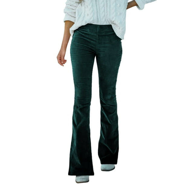 Pantalones acampanados de pana para mujer: cintura elástica, estilo vintage, para todas las estaciones
