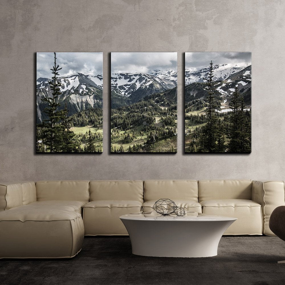 Wall26 3 Piece Canvas Wall Art - Nature Scenery with Trees and Mountain  Peaks in the Background - Modern Home Decor Stretched and Framed Ready to  Hang - 16