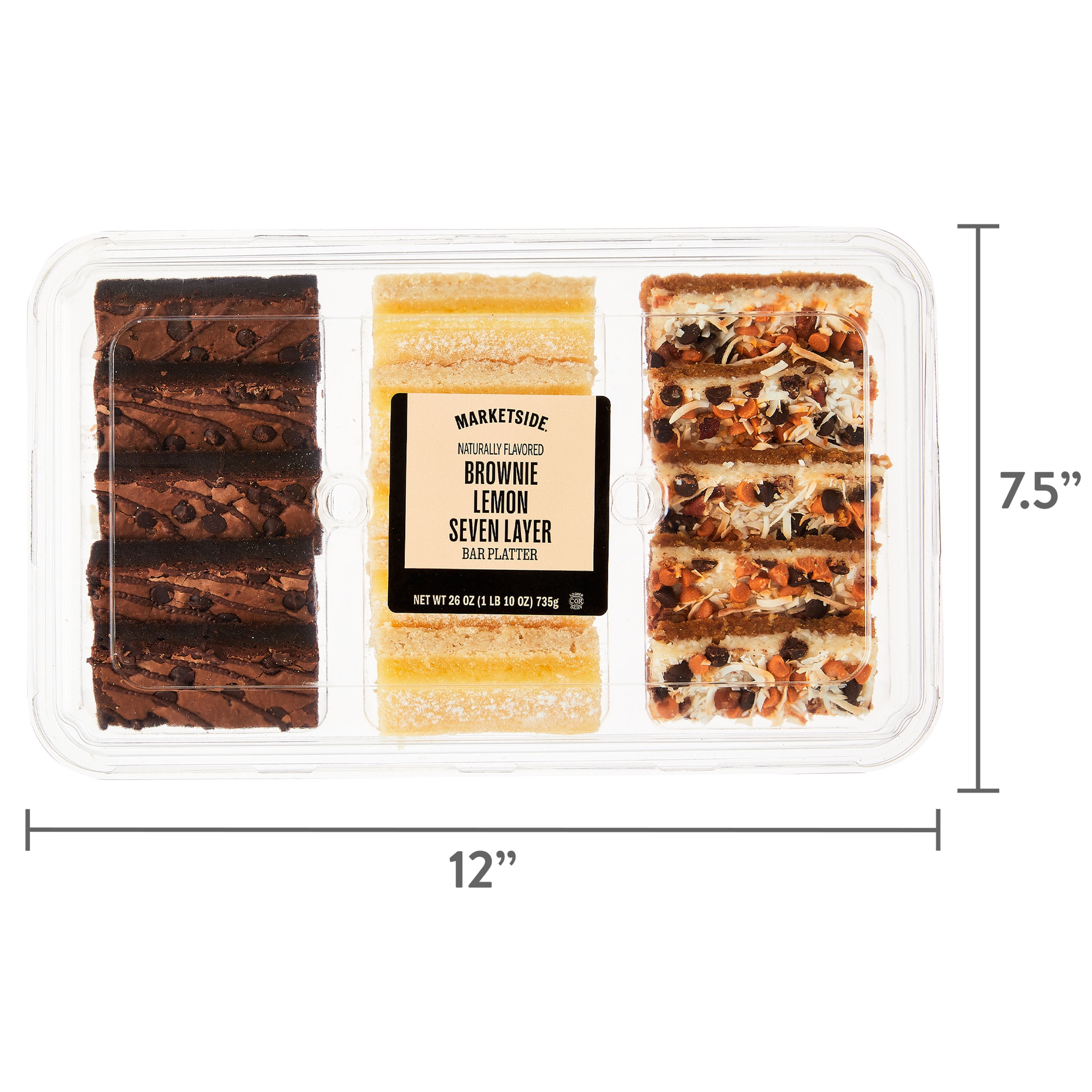 Marketside Brownie, Lemon, Seven Layer Bar Platter, 26 oz, 15 Count (Shelf-Stable) Baked