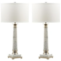 Safavieh Colleen 31 in. H Column Table Lamp, Marble/Nickel, Set of 2