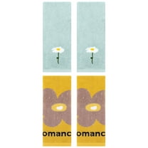 Unique Bargains 4 Pcs Soft Absorbent Floral Pattern Cotton Hand Towel Blue/Yellow