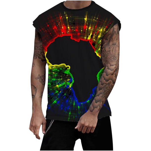Hombres Moda Casual Impresión Suéter Cuello Redondo Tanque Deportivo