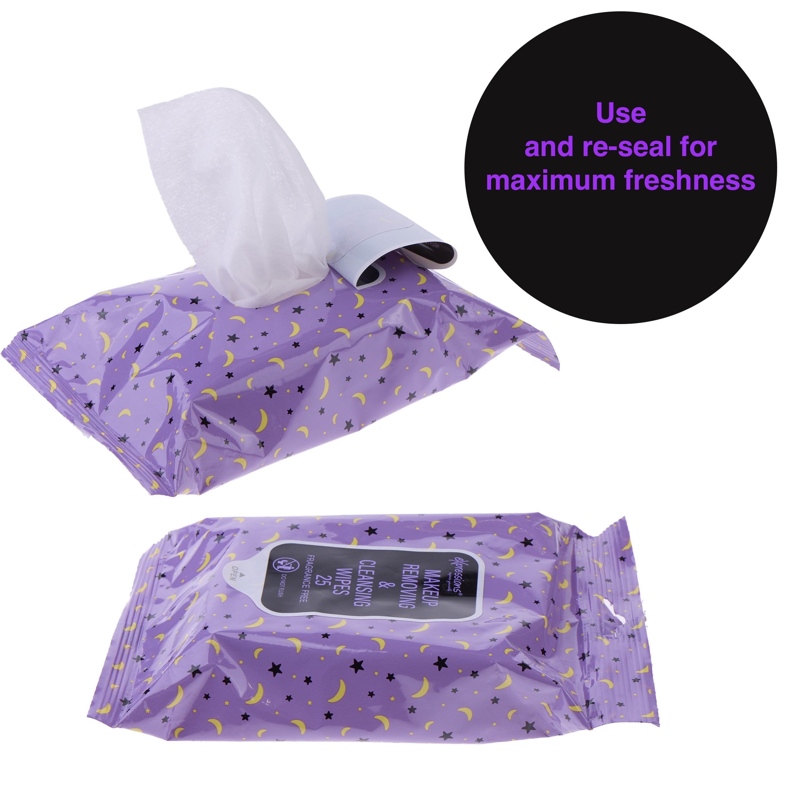 25 Count Makeup Removing Wipes Star and Moon Packaging, Almar