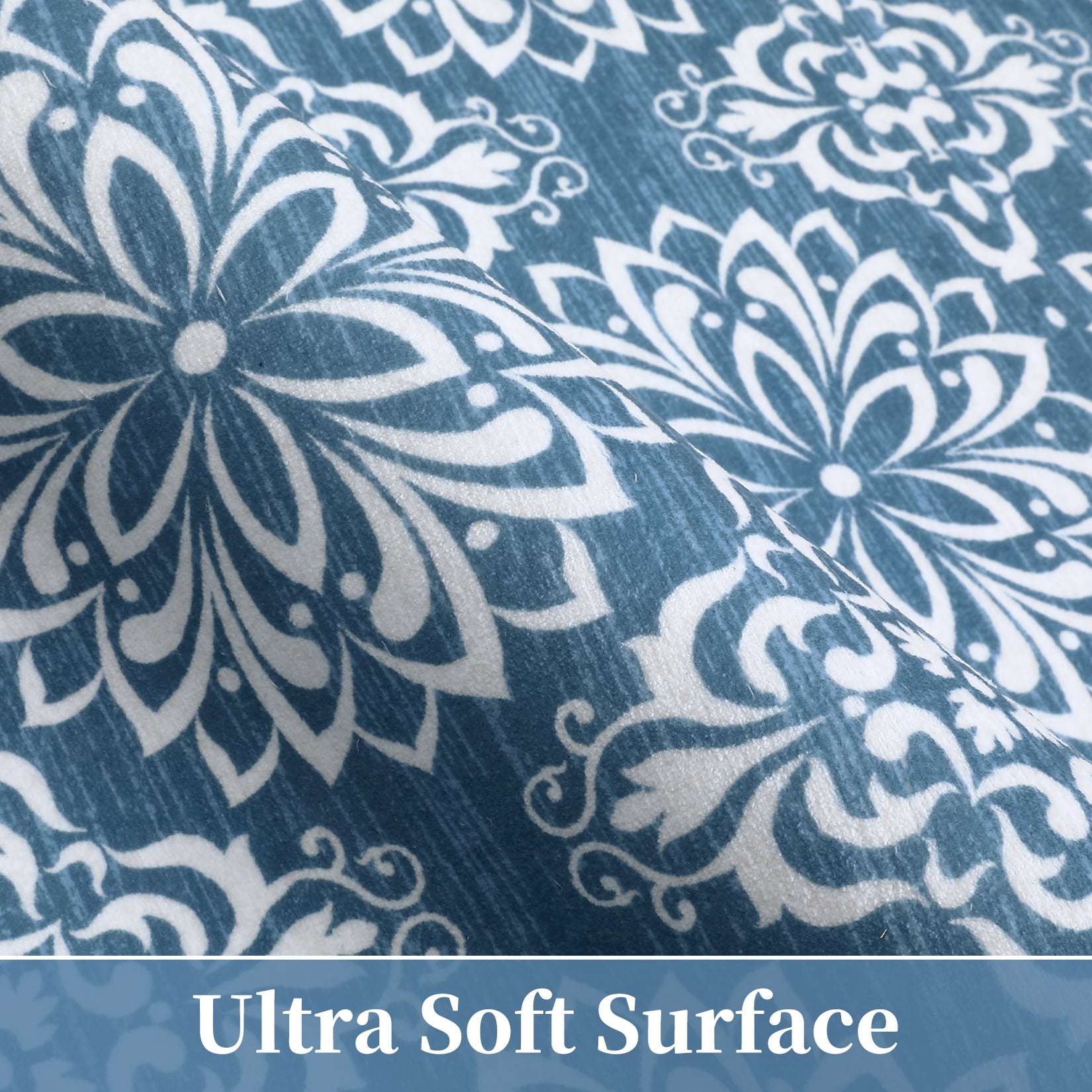 HOMERRY Indoor Washable 5' x 7' Area Rug Floral Rug for Living Room Non-Slip Floor Carpet for Bedroom, Blue