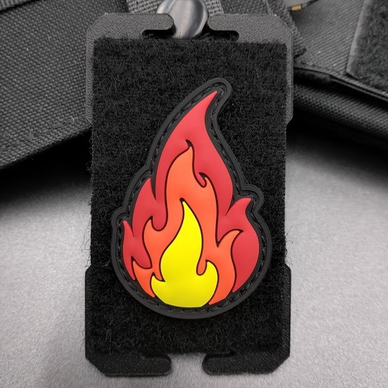 1 set of flame PVC patch badge set with hook and loop design on the back, suitable for bags, backpacks, vests and clothing decoration