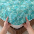 thumbnail image 3 of Twin XL Size Fitted Sheet Set - Green Geometric 2 Piece Bedding Sets 16" Deep Pocket Fitted Sheet with 1 Pillowcases, Farmhouse Abstract Neutral Motifs Brushed Microfiber Hotel Luxury Bed Sheets, 3 of 9
