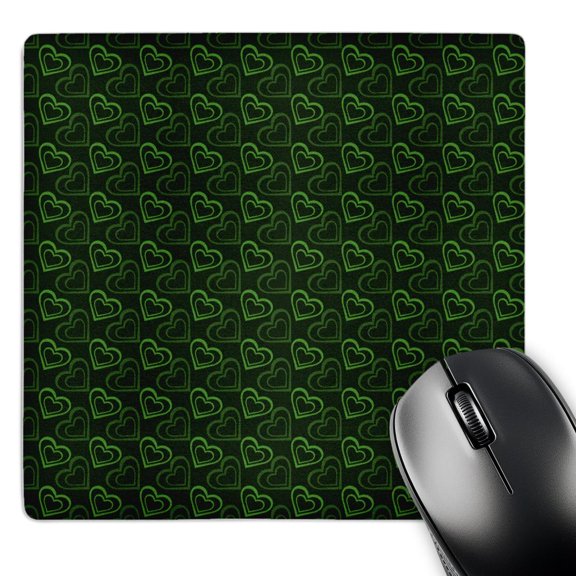 3dRose, Dark and Bright Green Double Hearts Pattern, MousePad