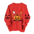 thumbnail image 4 of Women's Crewneck Pullover Sweatshirt Halloween Graphic Tops Long Sleeve Casual Fall Shirts Cute Pumpkin Candy Print Loose Fit Activewear for Festivals, 4 of 7