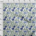 thumbnail image 2 of oneOone Polyester Lycra Blue Fabric Flower & Leaves Watercolor Craft Projects Decor Fabric Printed By The Yard 56 Inch Wide, 2 of 4