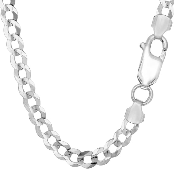 Sterling Silver Rhodium Plated Curb Chain Bracelet, 8.5"