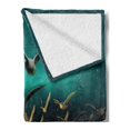 thumbnail image 2 of Fantasy Soft Flannel Fleece Throw Blanket, Medieval Boats Birds Flying Adventure Illustration, Cozy Plush for Indoor and Outdoor Use, 50" x 70", Sand Brown Dark Teal, by Ambesonne, 2 of 5