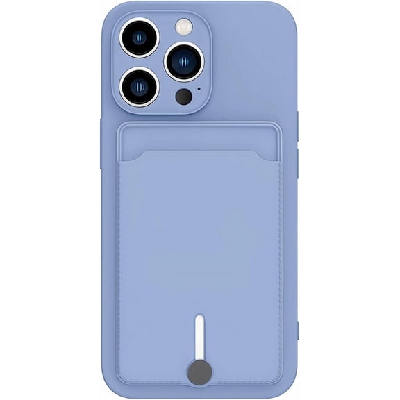 for iPhone 14 Pro Case with Card Holder [Slim   Protective] Silicone Phone Case iPhone 14 Pro Wallet for Women Men (Purple Blue)