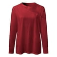 thumbnail image 5 of Summer Tops for Women Long Sleeve T Shirts for Women Workout Top Shirts Long Sleeve Plain Athletic Wear Exercise Wear Loose Fit Stretch Red S, 5 of 8