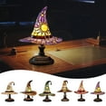 thumbnail image 2 of Witch Hat Lamp Stained Glass Style, Gothic LED Resin Table Light for Halloween Decor Bedside Night Light and Fantasy Gift, 2 of 7