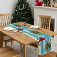 thumbnail image 4 of Coastal Christmas Santa Dresser Scarf Farmhouse, Dining Table Decorations for Wedding/Parties, Xmas Stocking Palm Tree Beach Table Runner 72 Inches Long for Kitchen Dining, 13 x 72 In, 4 of 9