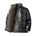 thumbnail image 3 of DAFPZW Faux Leather Jacket for Men Bomber Motorcycle Jackets with Pockets Winter Fleece Lined Windproof Outwear, 3 of 4