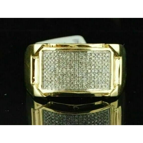 Forever Jewels 2Ct Round Cut Moissanite Men Cluster Engagement Ring 14K Yellow Gold Plated