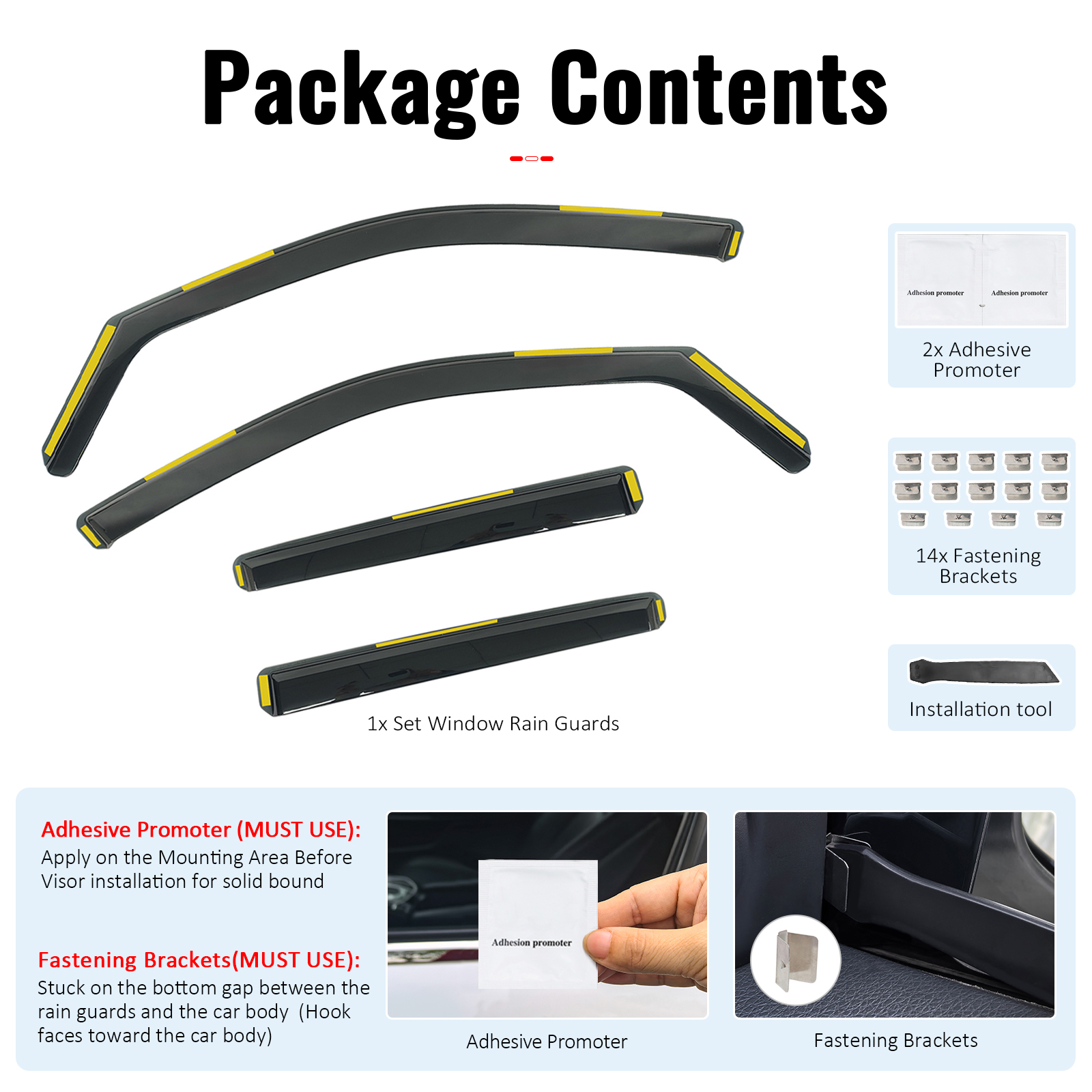 Ikon Motorsports In-Channel Window Visors Sun Shades Vent Rain Guards Deflectors for 2020-2025 Mercedes-Benz W167 GLE Class SUV PC Polycarbonate 4PCS