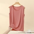 thumbnail image 2 of Lovskoo Women's Solid Color Loose Base Shirt Camisoles Sleeveless Pajamas Base Layer Sleep Round Neck Tank Tops Pink, 2 of 5
