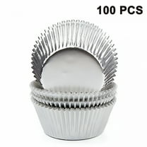ACDANC 100 Pieces Foil Cupcake Liner Baking Cups Muffin Tins Treat Cups Foil Metallic Cupcake Liners for Weddings,Birthdays Silver