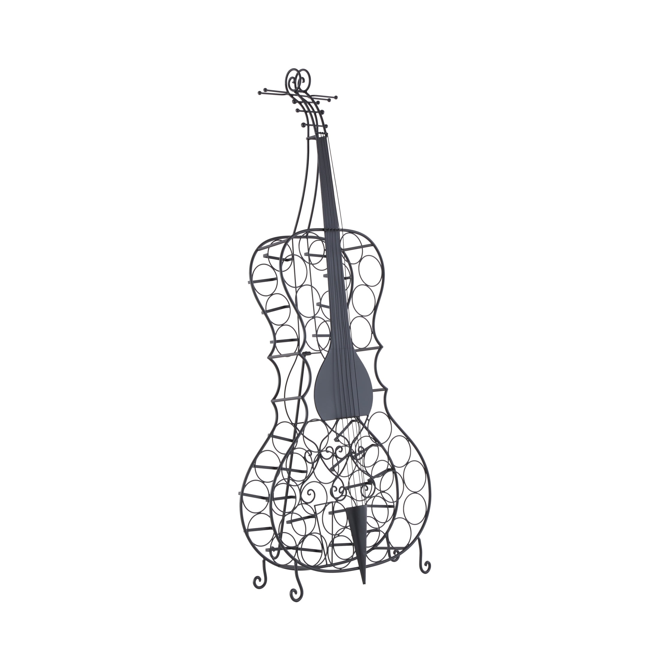 DecMode 27" x 68" Black Metal 26 Bottle Cello Instrument Standing Wine Rack, 1-Piece