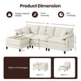 thumbnail image 2 of COPIAE 108" L Shaped Modular Sectional Cloud Couch with Ottoman, Snap-on Easy Installation 3 Seater Deep Seat Sofa With Storage Bag and Coffee Table for Living Room, Corduroy, Beige, 2 of 17