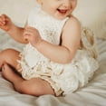 thumbnail image 2 of Newborn Infant Baby Girls Romper Outfit Lace Bodysuit Ruffle Sleeve Backless Jumpsuit Clothes, 2 of 7