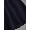 thumbnail image 5 of Black Knit & Woven Patchwork V-Neck Ruffle Backless Mini Dress, Ruched Waist, Elegant Vacation Casual Wear, 5 of 10