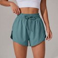 thumbnail image 2 of KPOPLK Women's 2 in 1 Butterfly Running Shorts High-Split Athletic Short High Waisted 3" Liner Workout Gym Short with Pockets Size S,Green, 2 of 7