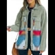 thumbnail image 1 of Chaqueta Vaquera de Larga con Solapa Holgada y Parches para Mujer, Estilo Retro con Borde Sin Rematar, de Medio. Verde Retro L, 1 of 6