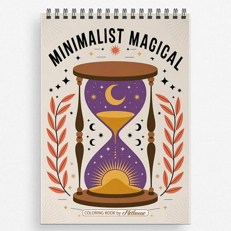 NETHOUSE Minimalist Magical Coloring Book For Adults Relaxation & Stress Relief, 30 Coloring Pages of Minimalist Magical Designs, Simple Fantasy Elements, Clean Lines, and Elegant Mystical Patterns