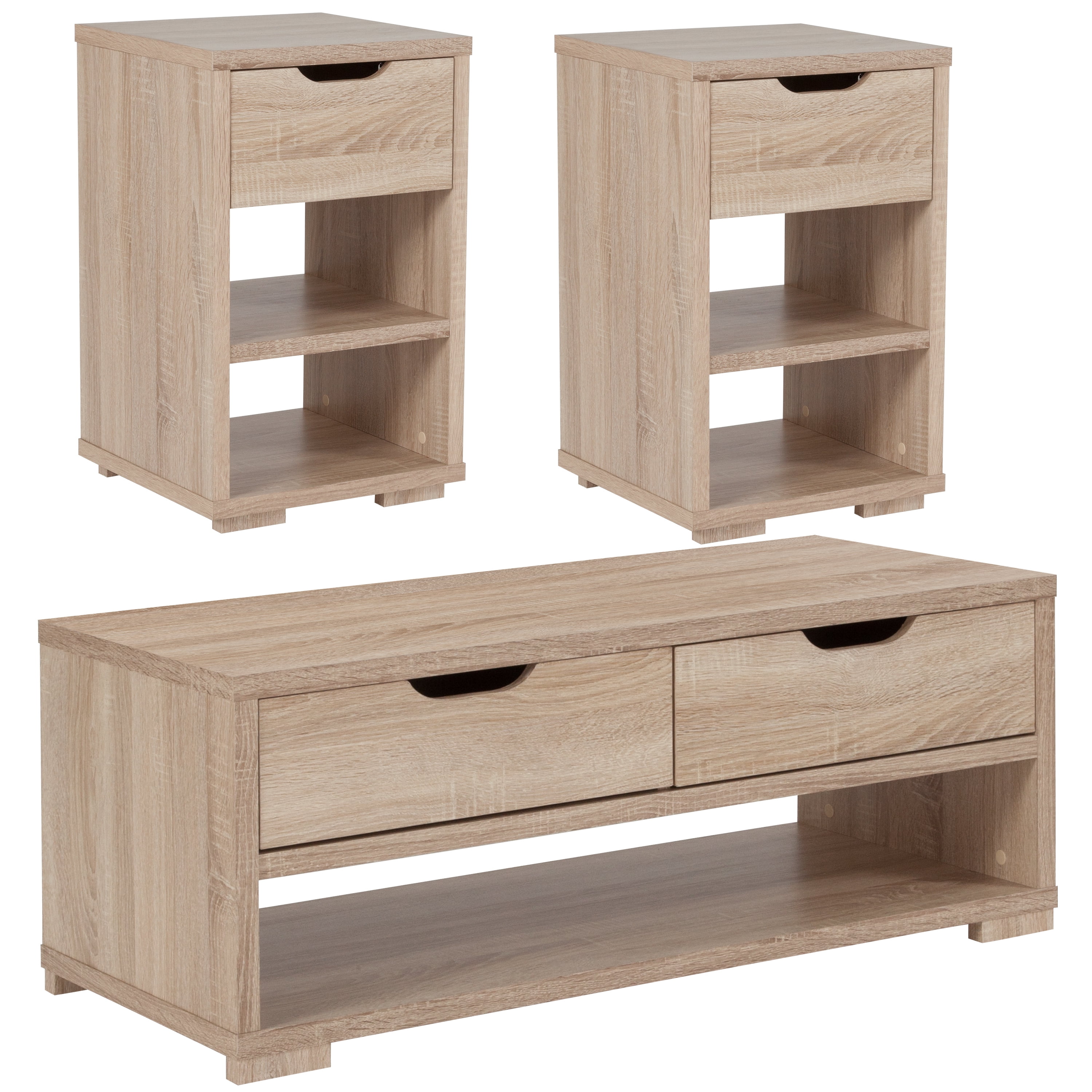 Howell Collection Flash Furniture 3 Piece Coffee And End Table Set With Storage Drawers In Sonoma Oak Wood Grain Finish - 3 Piece Coffee Table Sets With Drawers Howell Collection Flash Furniture 3 Piece Coffee And End Table Set With Storage Drawers In Sonoma Oak Wood Grain Finish - 3 Piece Coffee Table Sets With Drawers