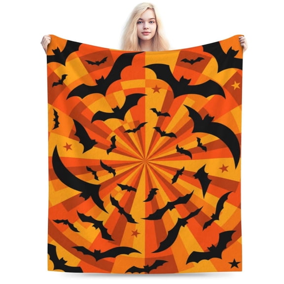 Halloween Gift Blanket,Bat Flannel Throw, Soft Cozy Blanket for Bedroom Sofa Couch Dorm, Spooky Halloween Home Decor 50x40
