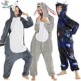 thumbnail image 2 of Kigurumi-Pijama de franela para adultos, mono de alta calidad con diseño de Lobo, conejo, unicornio, para fiesta de Halloween, novedad, 2 of 6