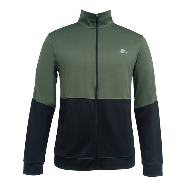 Sudadera Starter Talla CH Sustentable Cierre Frontal en Dos Bloques Negro con Verde Militar