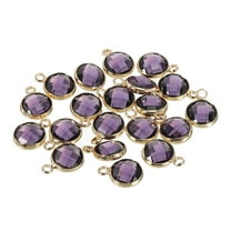Crystal Birthstone Charm, February Pendants Drop Bead Purple, for Jewelry Making, 20 Pack