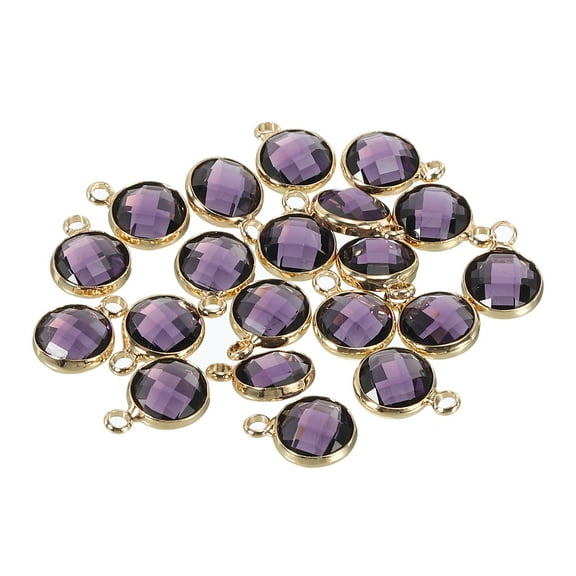Crystal Birthstone Charm, February Pendants Drop Bead Purple, for Jewelry Making, 20 Pack