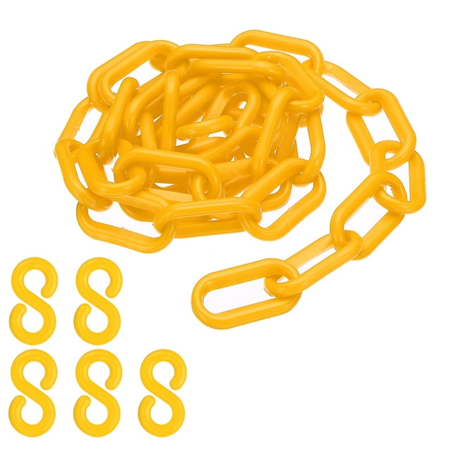 Cadena de plástico Uxcell, cadena de barrera de seguridad de 3 pies para control de multitudes, 1/4 pulgada (6 mm) amarilla