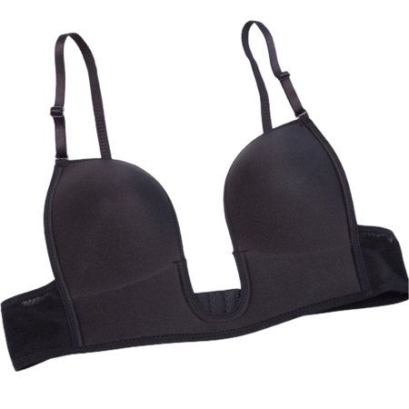 

Fusipu Deep U-Neck Adjustable Straps Wire Free Lady Bra Seamless Backless Prom Underwear for Inside Wear