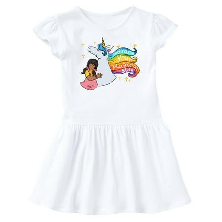

Inktastic Embrace Your Magical Side Girl Hugging A Unicorn Gift Baby Girl Dress