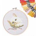 thumbnail image 1 of Hand Embroidery Kit with 100 Colors Threads, 40 Sewing Pins, 3 Pieces Aida Cloth, Instructions, Embroidery Hoops, 1 of 4