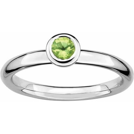 Sterling Silver Stackable Expressions Low 4mm Round Peridot Ring